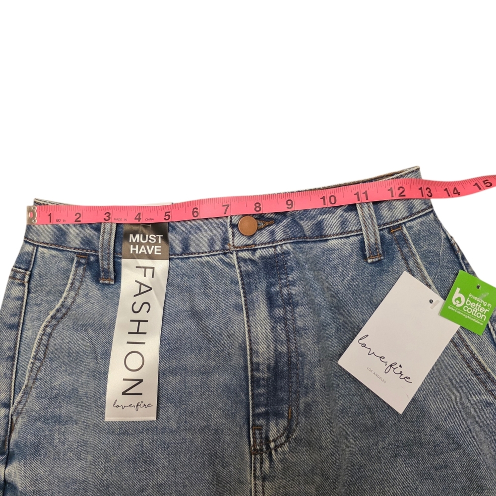 Love Fire Light Blue Denim Split Cargo Maxi Skirt Size 3 - Picture 7 of 10